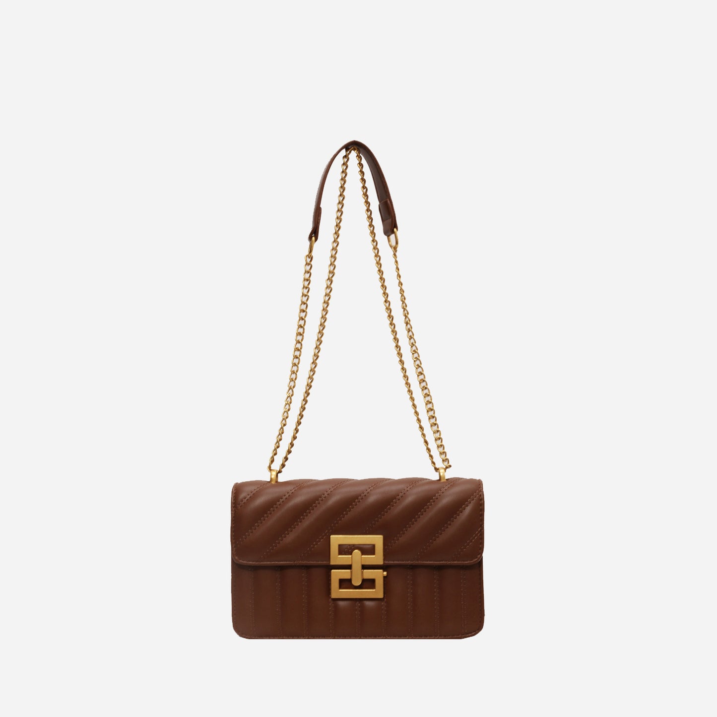 Chocolate Vegan Leather Crossbody Bag Trendsi