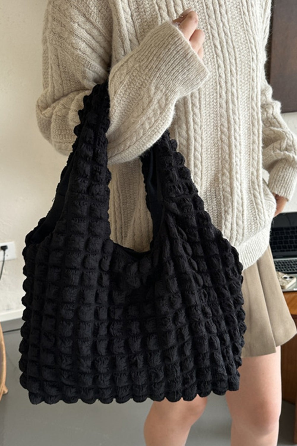 Zenana Puffy Shoulder Cloud Tote Bag Trendsi