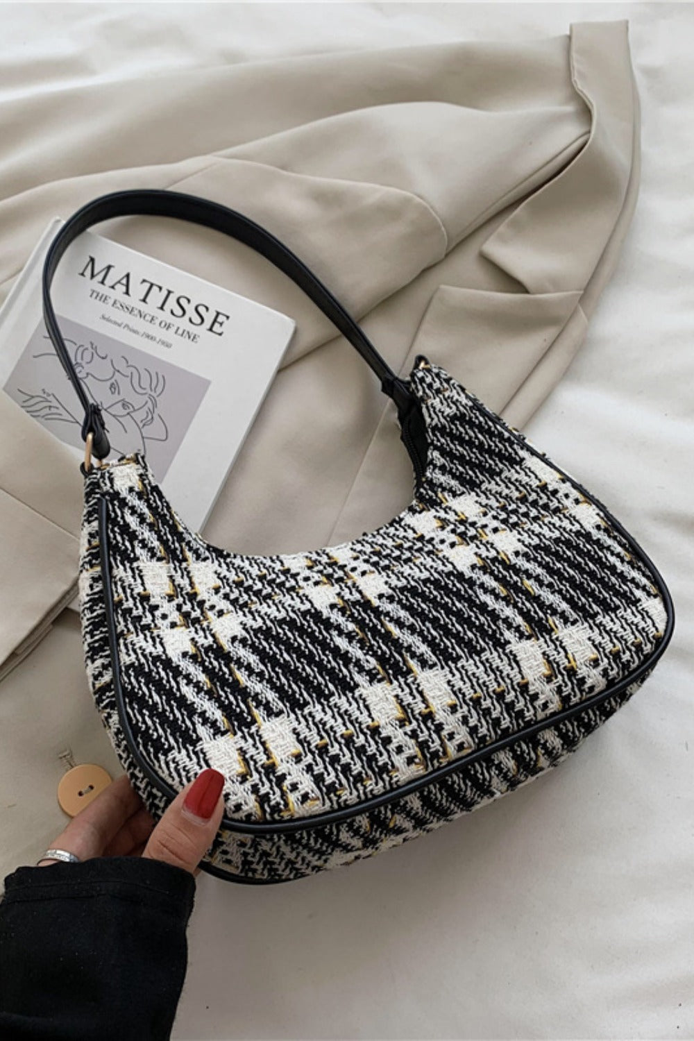 Plaid Fixed Strap Shoulder Bag Trendsi