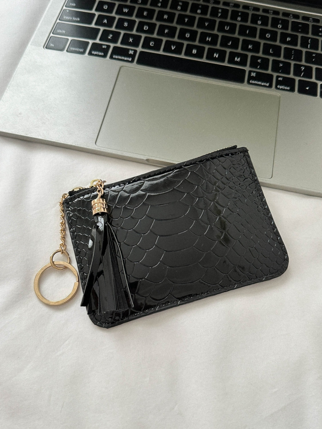 PU Leather Tassel Trim Card Case Trendsi