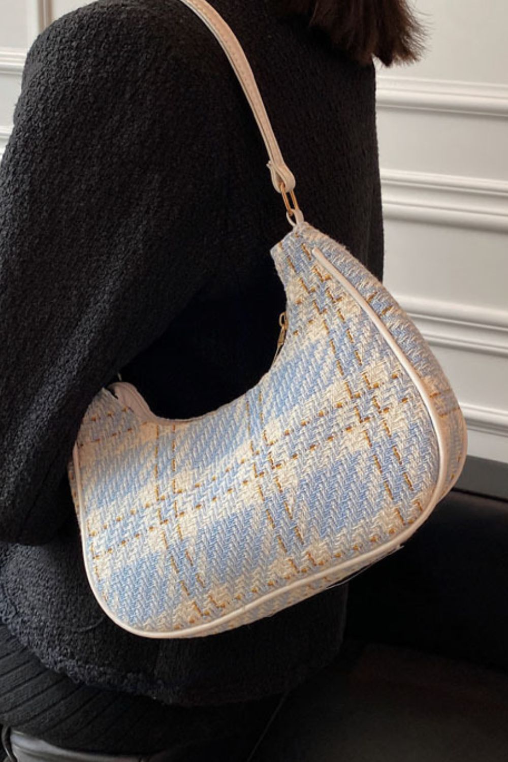 Plaid Fixed Strap Shoulder Bag Trendsi