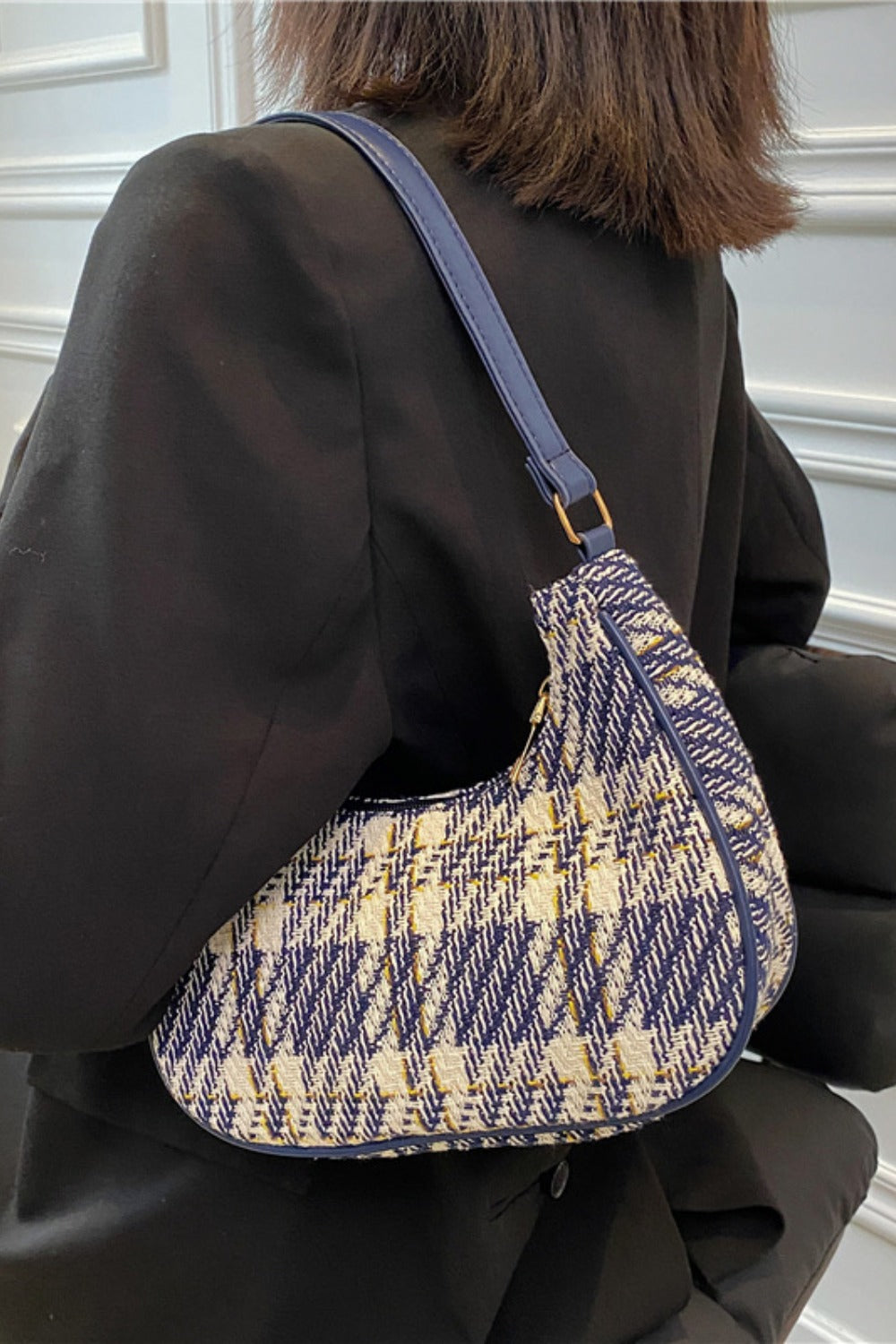 Plaid Fixed Strap Shoulder Bag Trendsi