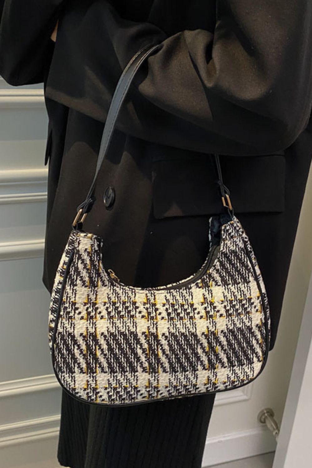 Plaid Fixed Strap Shoulder Bag Trendsi