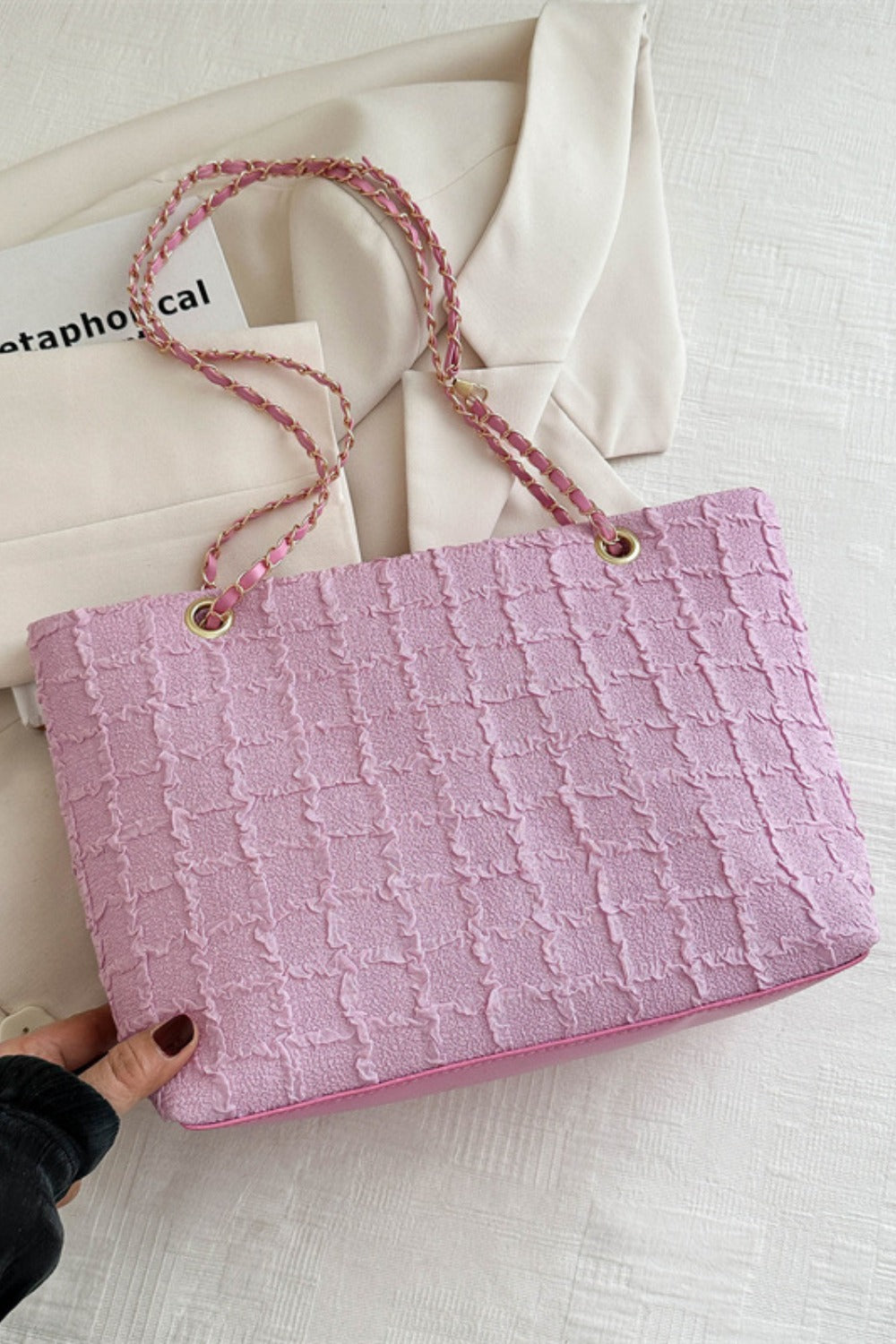 Polyester Texture Chain Tote bag Trendsi