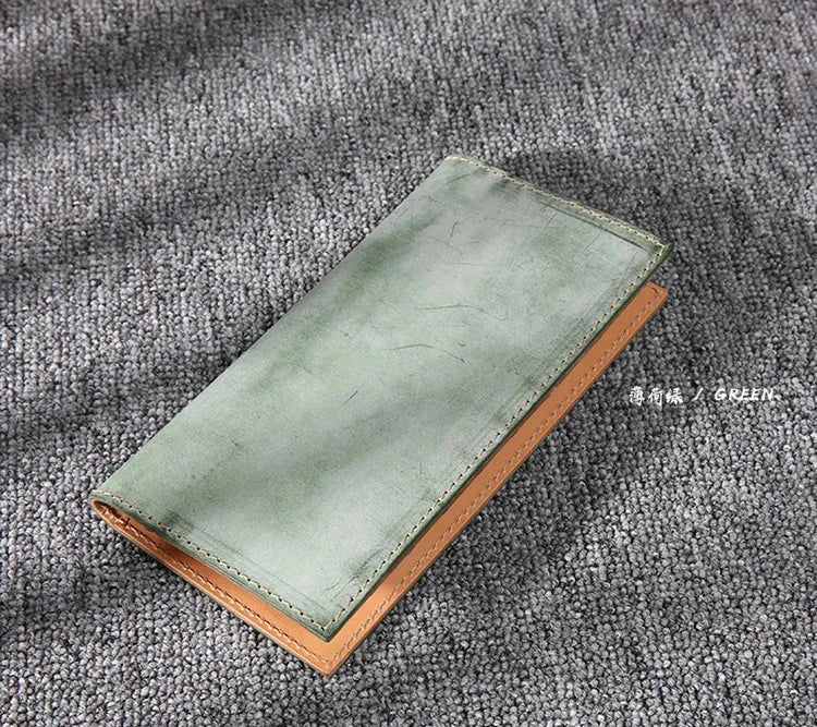 Factory Price Handmade Leather Men's And Women's Wallets Vintage Genuine Leather Long Wallets-2