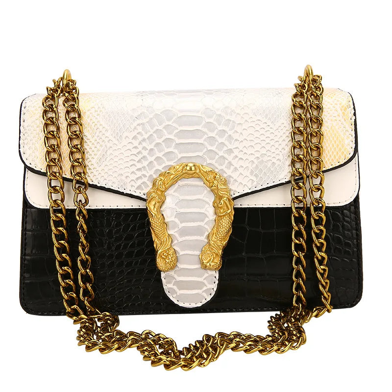 2023 Girls Design Purses Bag Famous Brand Fashion Snake Skin Bags Women Luxury Chain Shoulder Purse Handbags-6