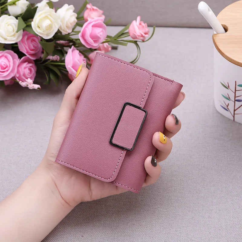 Factory Direct Three-Fold Fashion Hasp Simple Coin Purse Ladies Solid Color Woman Wallet 2021-10