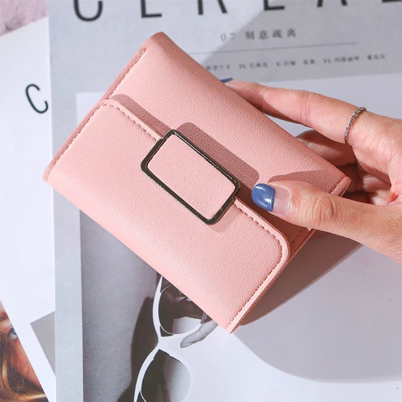 Factory Direct Three-Fold Fashion Hasp Simple Coin Purse Ladies Solid Color Woman Wallet 2021-7