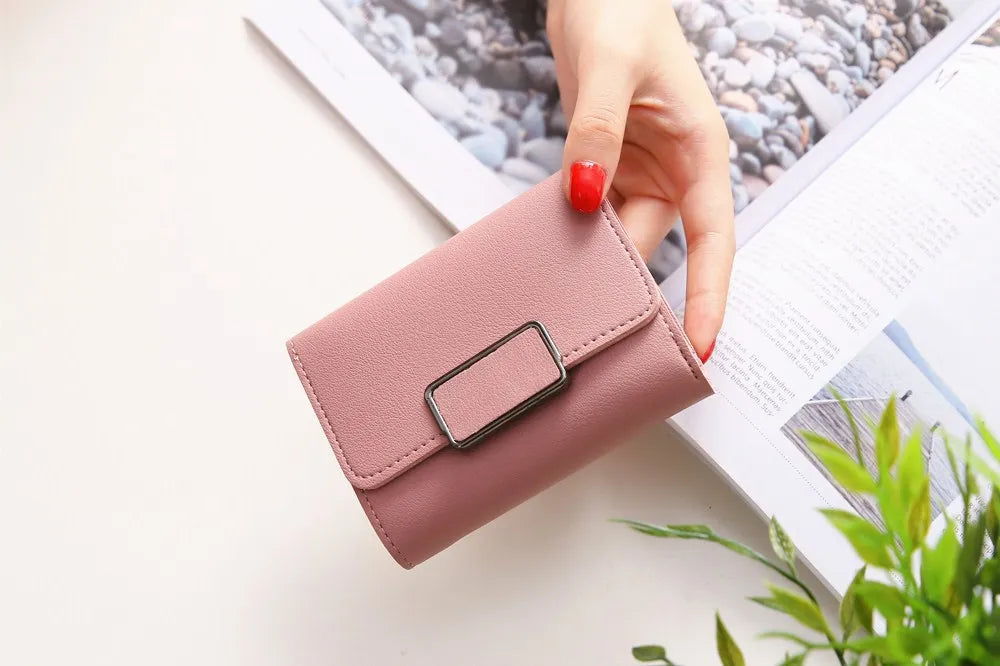 Factory Direct Three-Fold Fashion Hasp Simple Coin Purse Ladies Solid Color Woman Wallet 2021-4