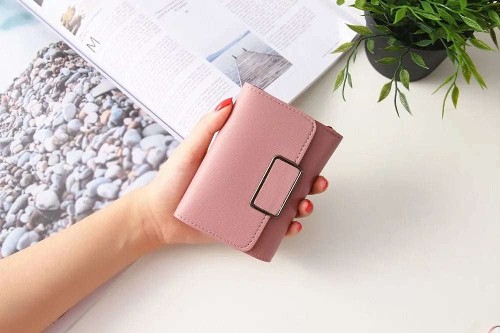 Factory Direct Three-Fold Fashion Hasp Simple Coin Purse Ladies Solid Color Woman Wallet 2021-2