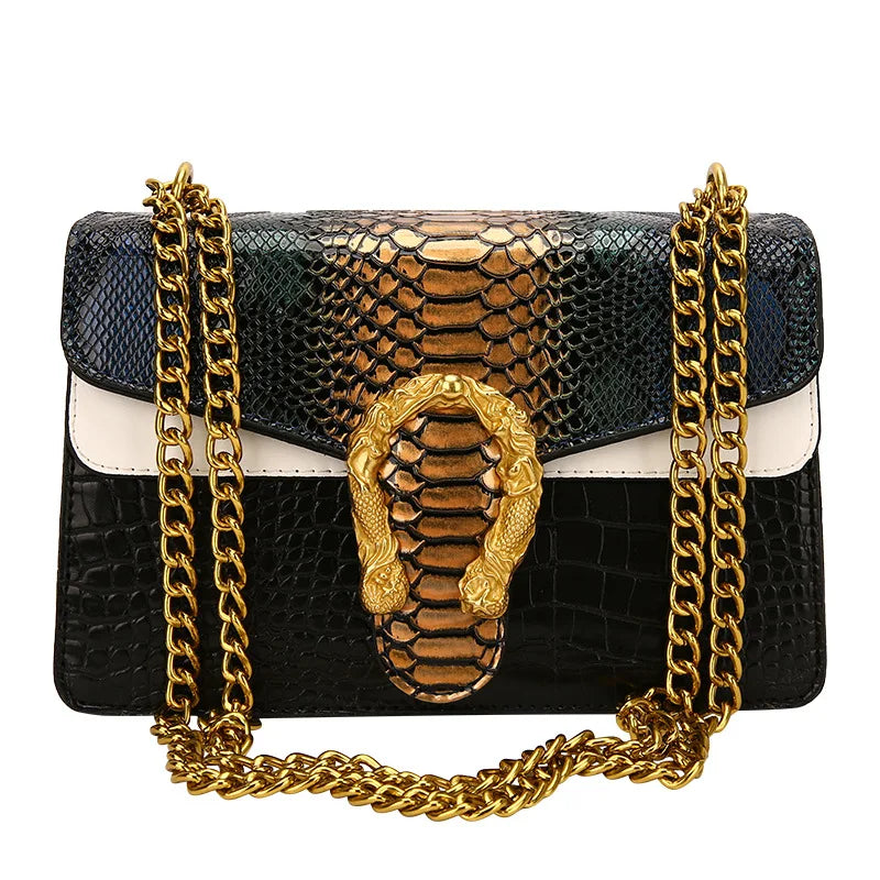 2023 Girls Design Purses Bag Famous Brand Fashion Snake Skin Bags Women Luxury Chain Shoulder Purse Handbags-8