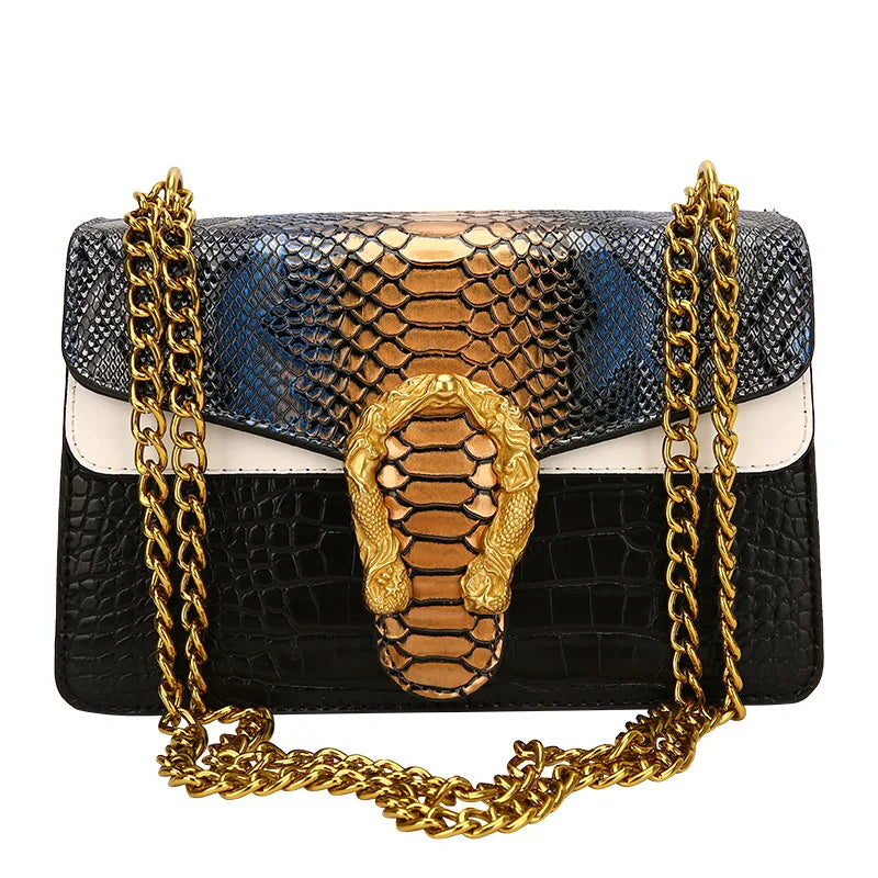 2023 Girls Design Purses Bag Famous Brand Fashion Snake Skin Bags Women Luxury Chain Shoulder Purse Handbags-7