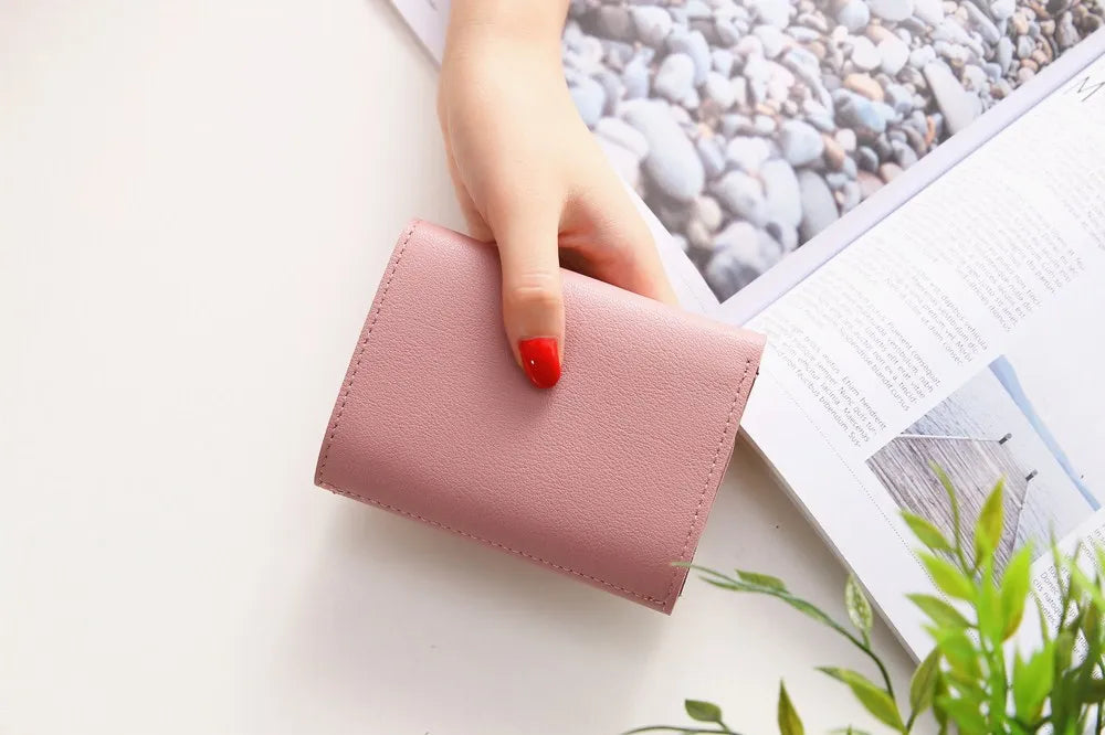 Factory Direct Three-Fold Fashion Hasp Simple Coin Purse Ladies Solid Color Woman Wallet 2021-5