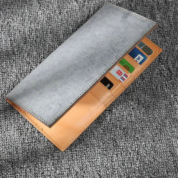 Factory Price Handmade Leather Men's And Women's Wallets Vintage Genuine Leather Long Wallets-1