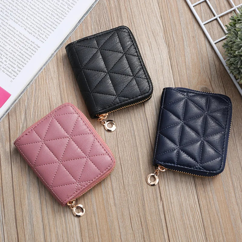 2022 Korean Embroidered Creative Ladies Clutch Zipper Short Small Wallet  Coin Purses Leather Wallets-0