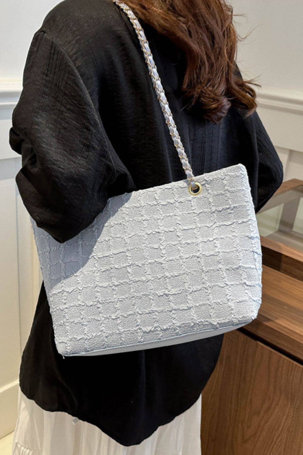 Polyester Texture Chain Tote bag Trendsi