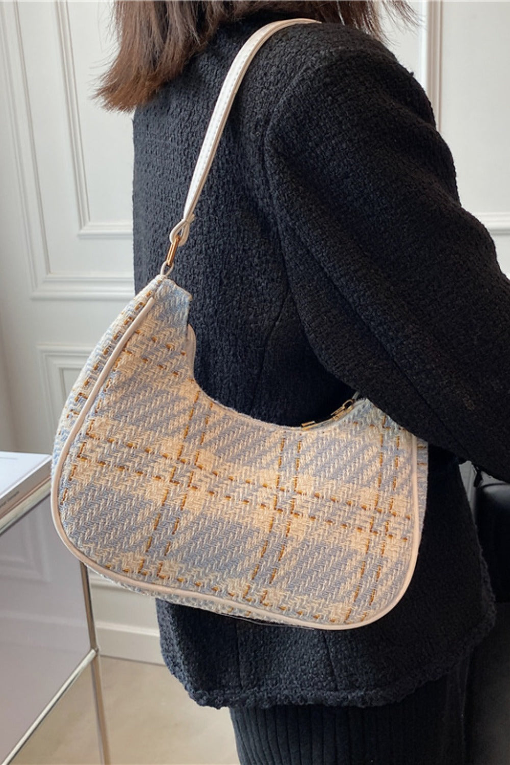 Plaid Fixed Strap Shoulder Bag Trendsi