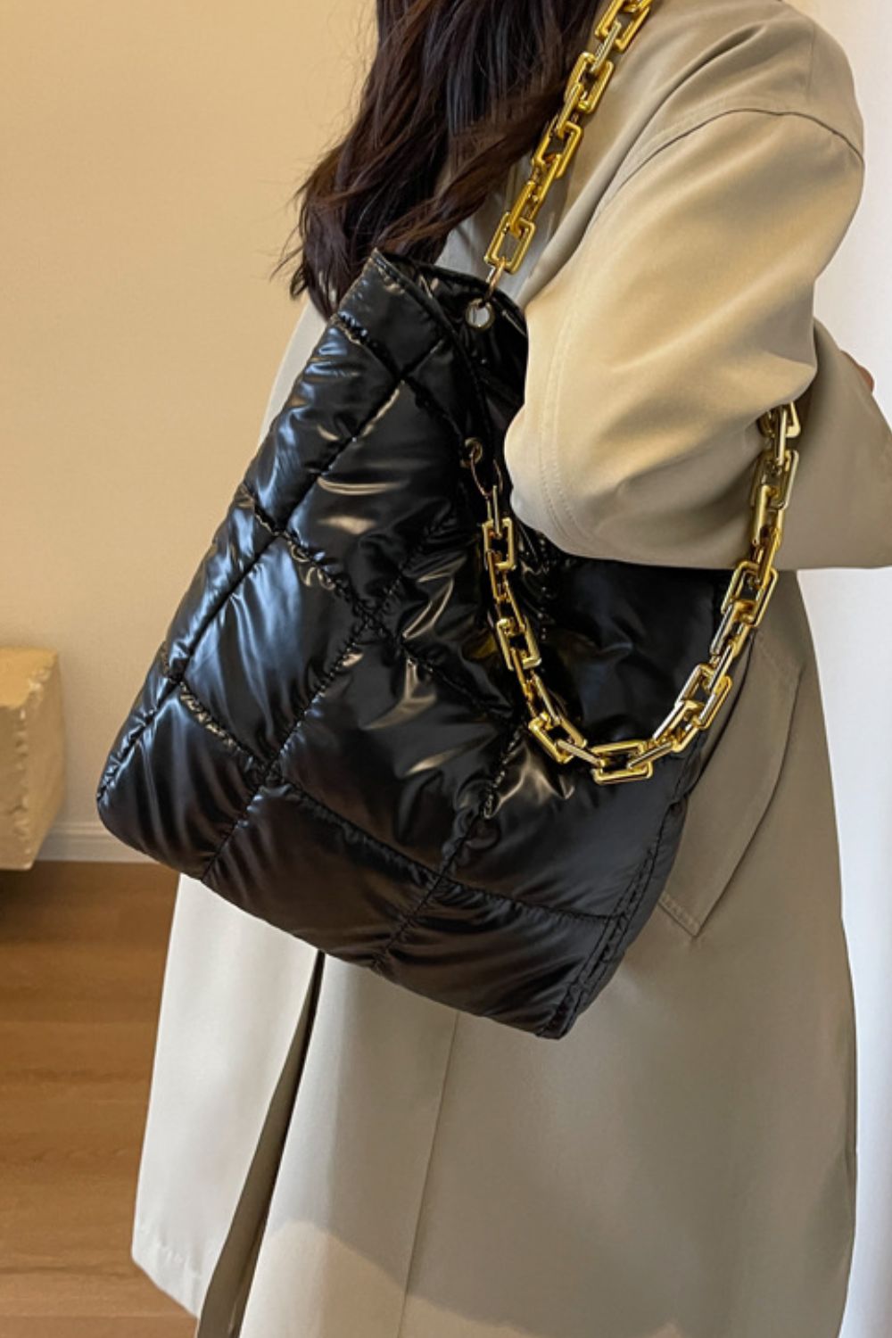 Bubble Texture Chain Handbag Trendsi