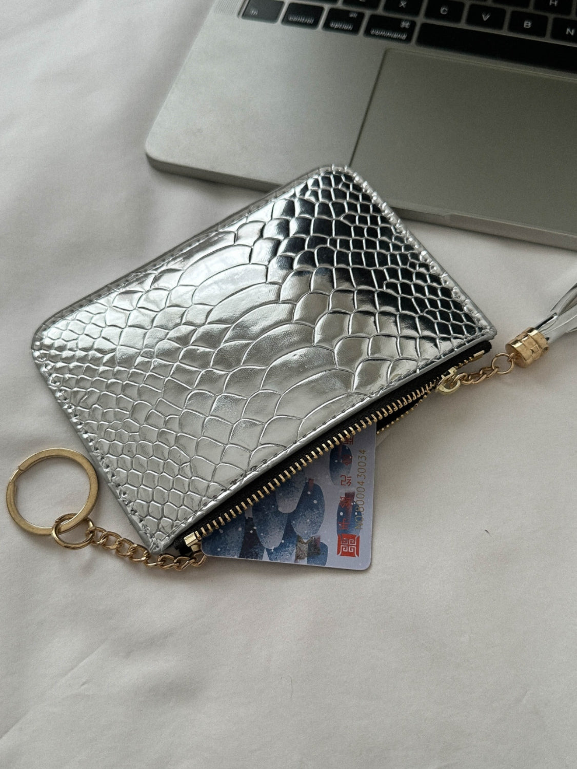 PU Leather Tassel Trim Card Case Trendsi